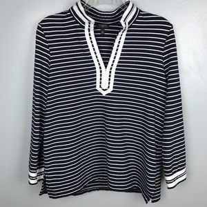 Talbots Navy White Stripe Long Sleeve Top sz Mp